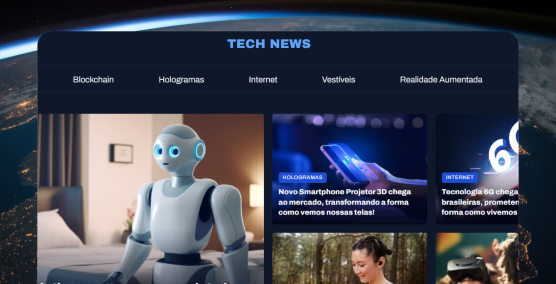 Projeto Tech News - Homepage de um portal de notícias sobre a área de tecnologia